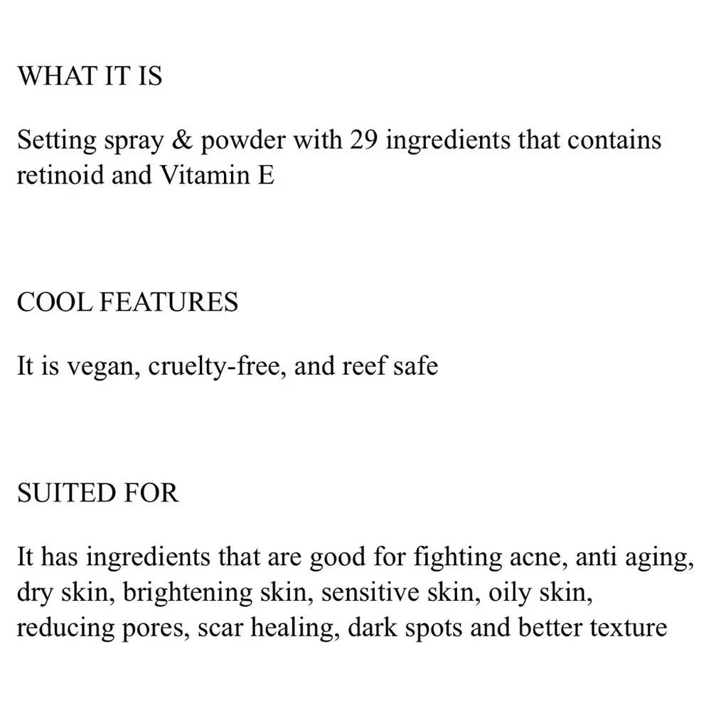 Hydra Fixx setting spray and powder